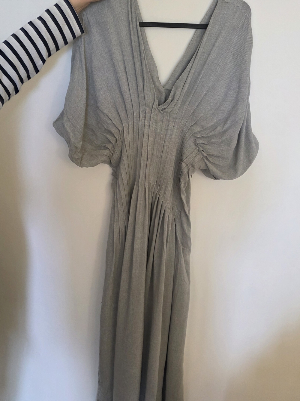 MKDT Studio Stitched Down Pleats Dress - Light Moss